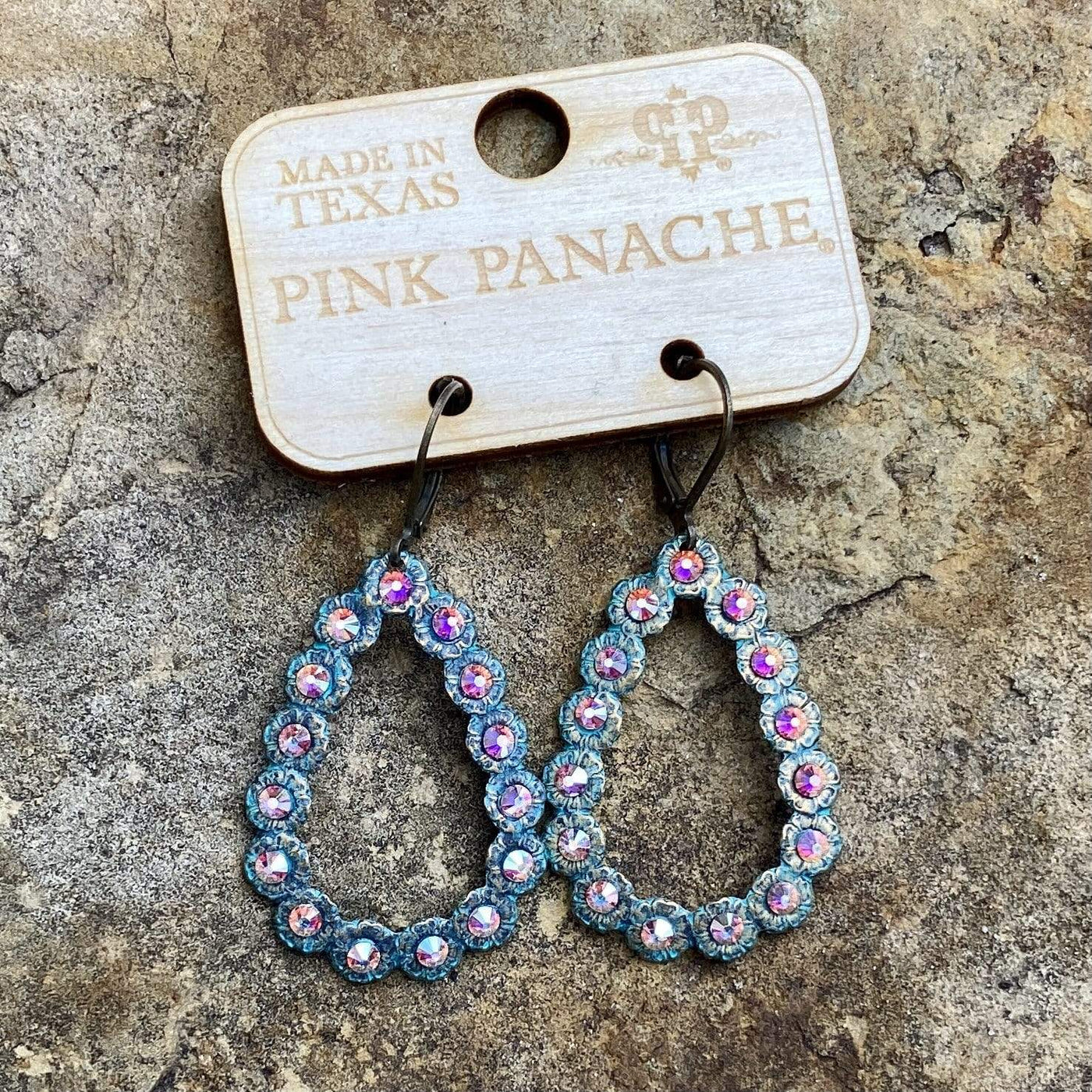 Pink Panache Patina Small Teardrop with AB stones Shabby Chic Boutique and Tanning Salon