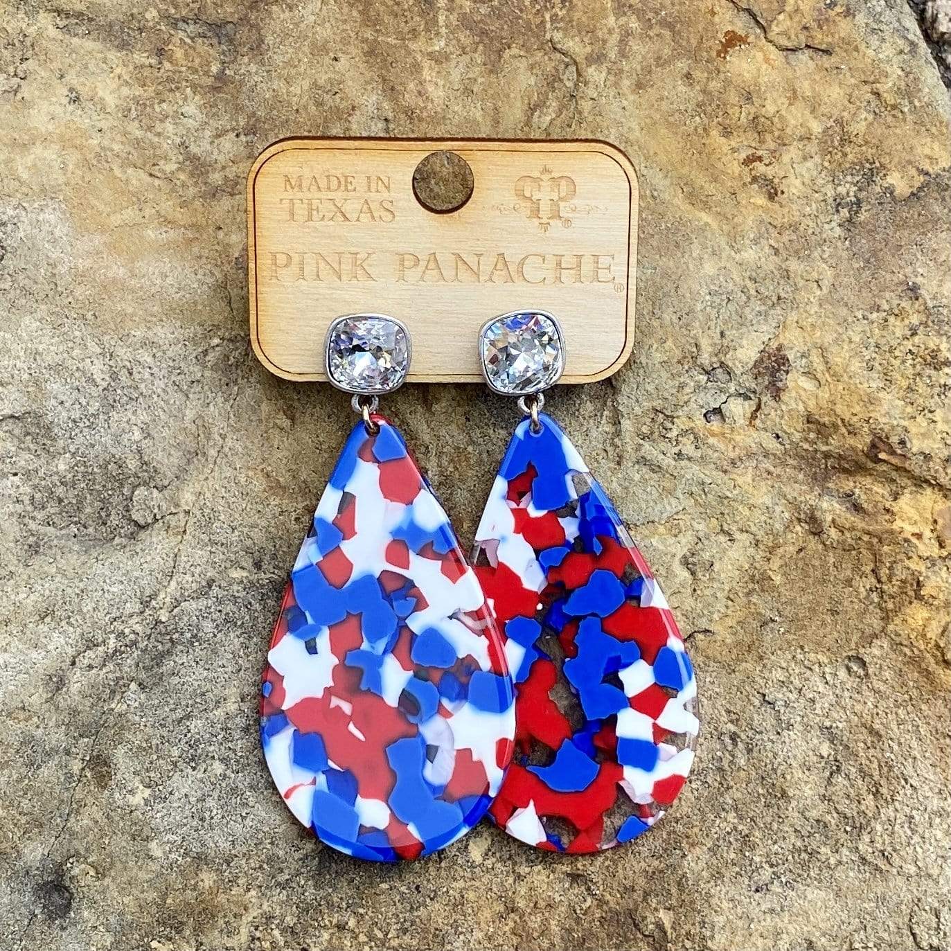 Pink Panache Patriotic Dangle - Clear Stone Shabby Chic Boutique and Tanning Salon
