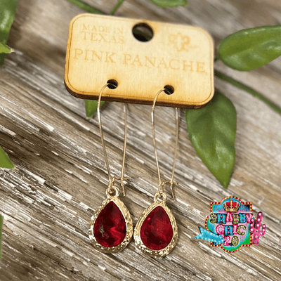 Pink Panache Red Earrings - Gold Shabby Chic Boutique and Tanning Salon