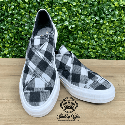 Plaid Along Gypsy Jazz - Black/White Shabby Chic Boutique and Tanning Salon