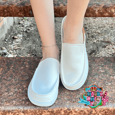 Pontoon Canvas Shoe - White Shabby Chic Boutique and Tanning Salon
