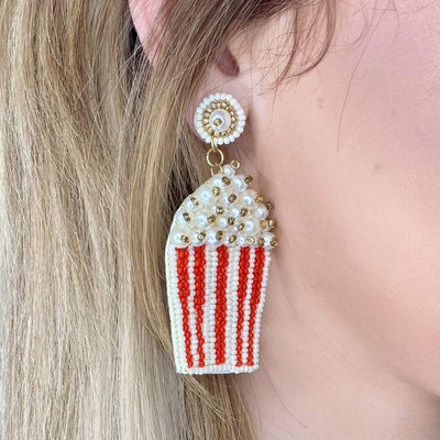 Popcorn Beaded Earrings Shabby Chic Boutique and Tanning Salon