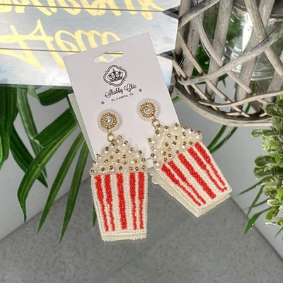 Popcorn Beaded Earrings Shabby Chic Boutique and Tanning Salon