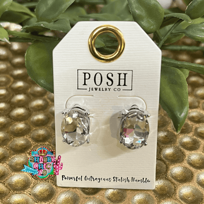 Posh Oval Earrings - Clear Shabby Chic Boutique and Tanning Salon