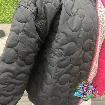 Puffer Jacket With Floral Stitching Shabby Chic Boutique and Tanning Salon
