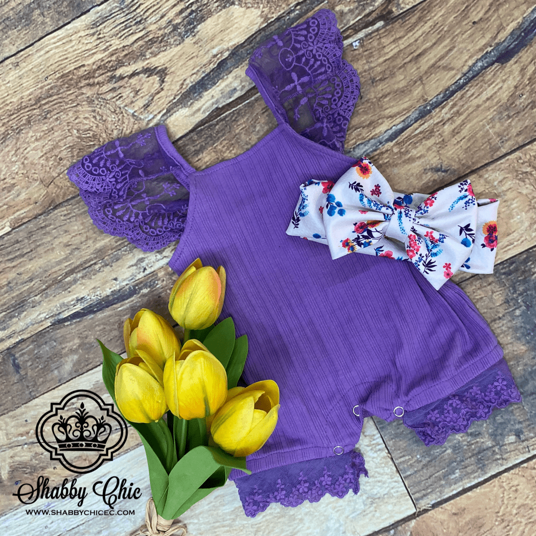 Purple with Lace Onesie Shabby Chic Boutique and Tanning Salon
