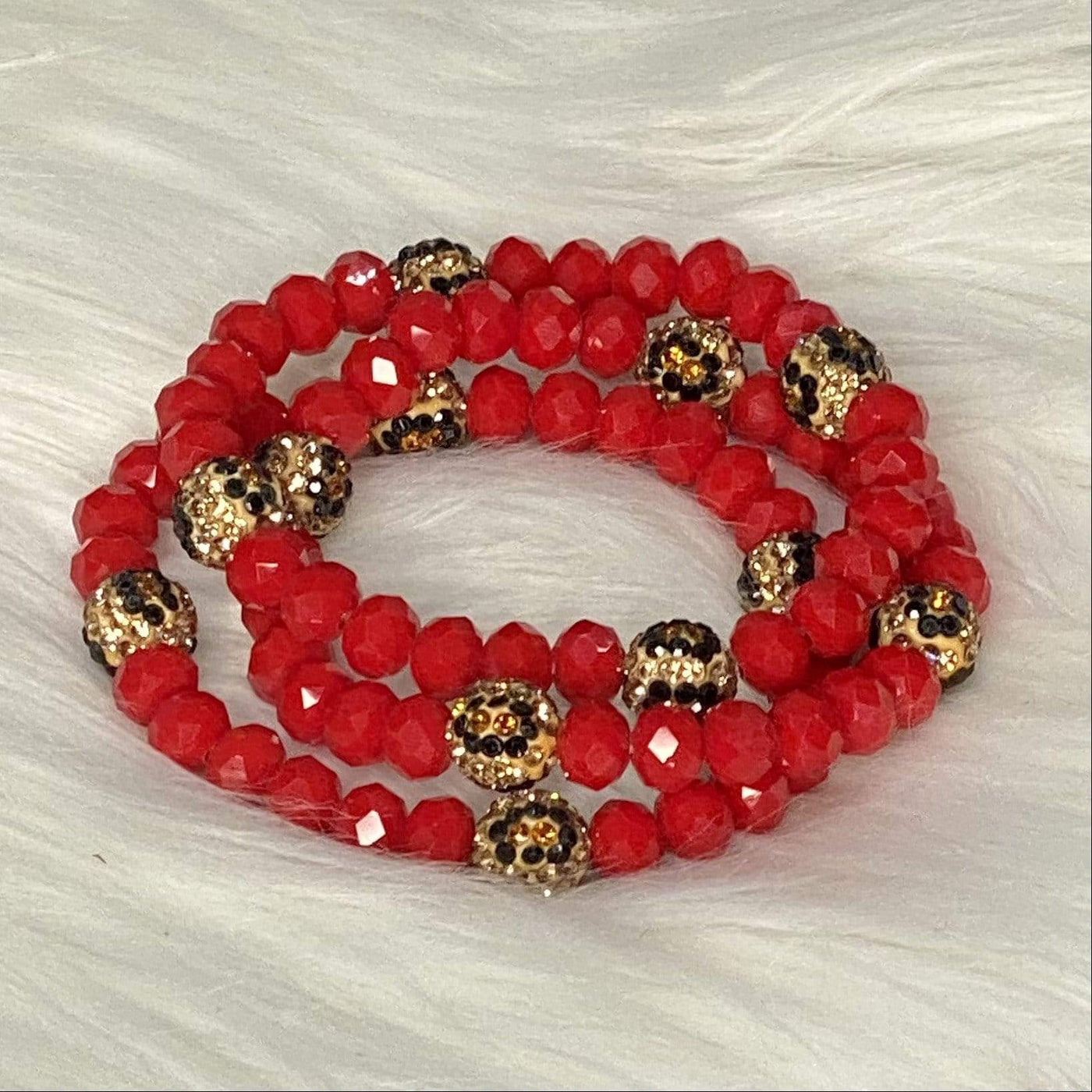 Red and Leopard Crystal Bracelet Shabby Chic Boutique and Tanning Salon