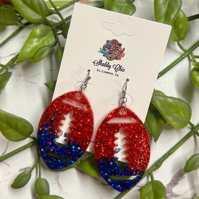 Red/Blue Football Earrings Shabby Chic Boutique and Tanning Salon