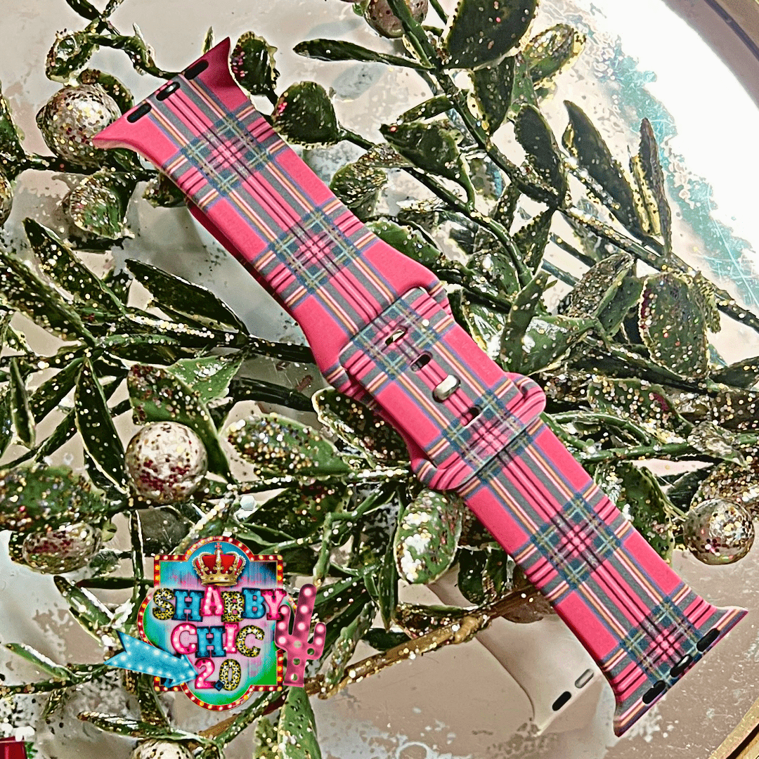 Red Plaid Watchbands Shabby Chic Boutique and Tanning Salon