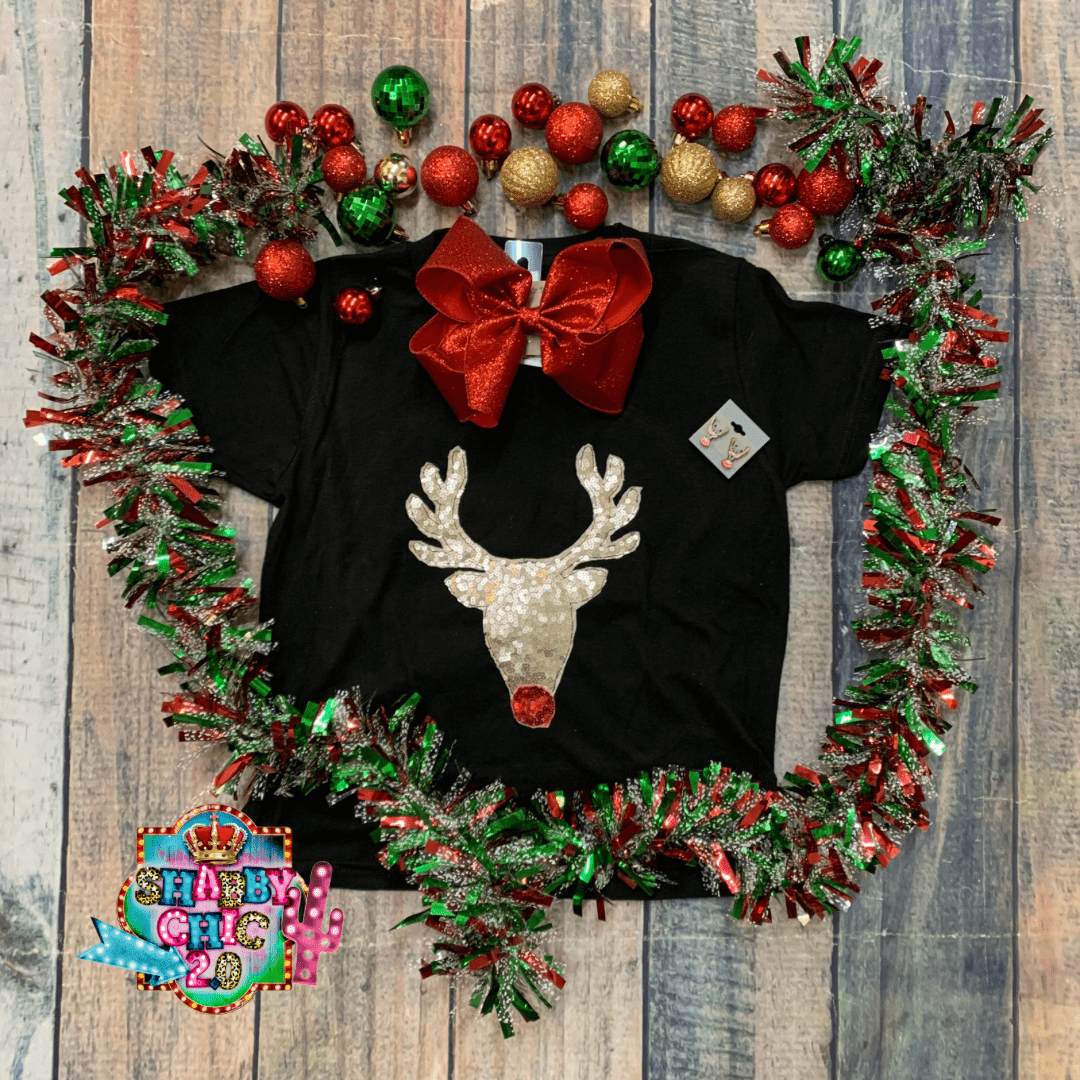 Reindeer Sequin Tee - Youth Shabby Chic Boutique and Tanning Salon