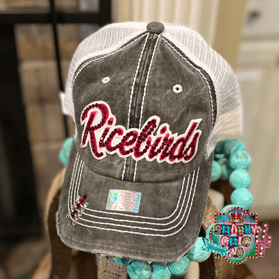 Ricebird Bling Cap - Gray Cap Shabby Chic Boutique and Tanning Salon