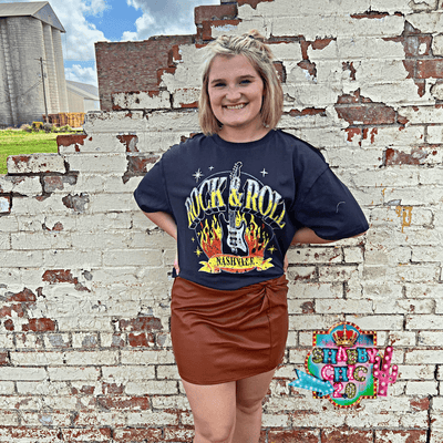 Rock N Roll Nashville Crop Tee - Charcoal Shabby Chic Boutique and Tanning Salon