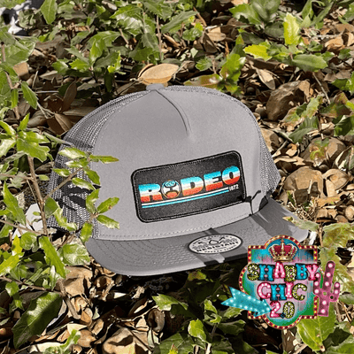 "Rodeo" Hooey Grey 5-Panel Trucker with Serape / Black Rectangle Patch - OSFA Shabby Chic Boutique and Tanning Salon