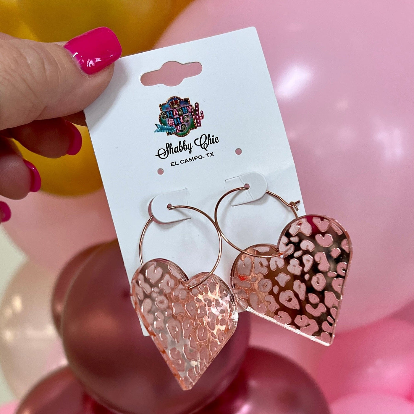 Rose Gold Leopard Earrings Shabby Chic Boutique and Tanning Salon