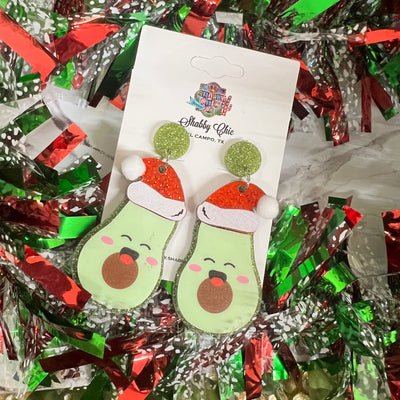 Santa Avocado Earrings Shabby Chic Boutique and Tanning Salon