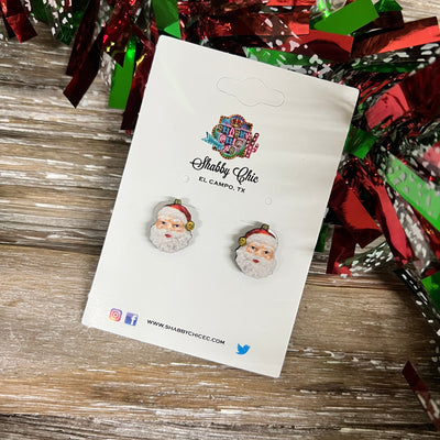Santa Face Stud Earrings Shabby Chic Boutique and Tanning Salon