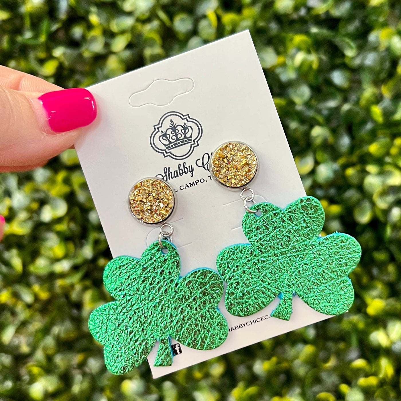 Shamrock Earrings with Studs Shabby Chic Boutique and Tanning Salon
