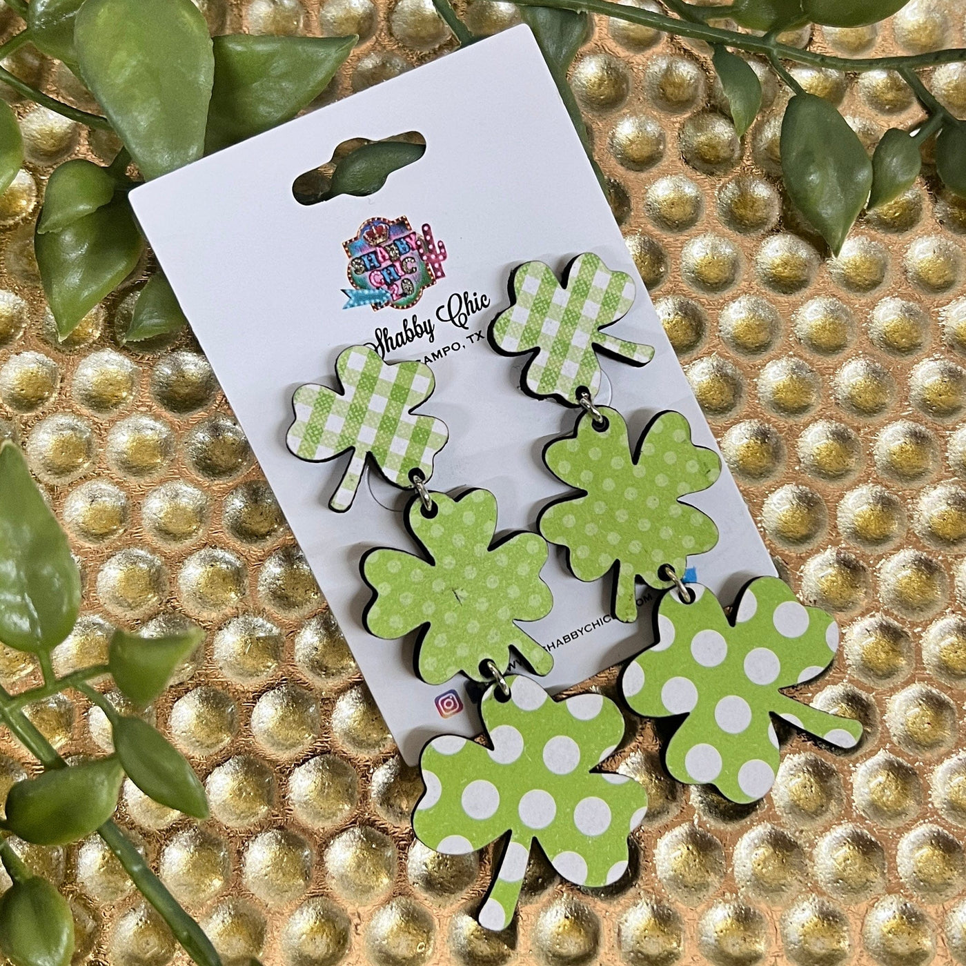 Shamrock Trio Earrings Shabby Chic Boutique and Tanning Salon