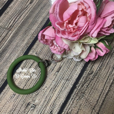 Silicone Bracelet Key Ring Shabby Chic Boutique and Tanning Salon Army Green