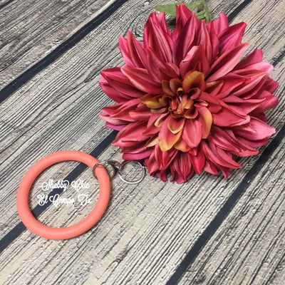 Silicone Bracelet Key Ring Shabby Chic Boutique and Tanning Salon Coral