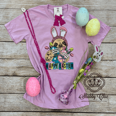 Sloth Happy Easter Tee Shabby Chic Boutique and Tanning Salon