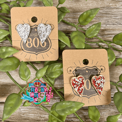 Sparkly Heart Earrings Shabby Chic Boutique and Tanning Salon