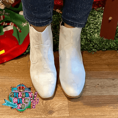 Starboard Booties - White Metallic Shabby Chic Boutique and Tanning Salon