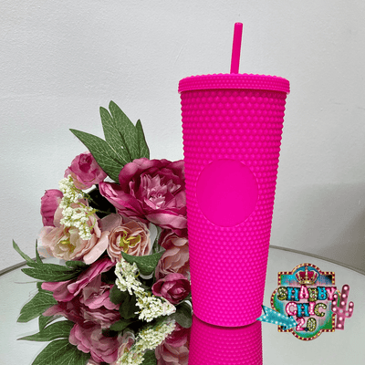 Studded Tumbler - Neon Pink Shabby Chic Boutique and Tanning Salon