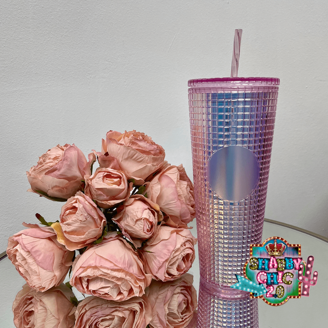 Studded Tumbler - Pink Iridescent Shabby Chic Boutique and Tanning Salon