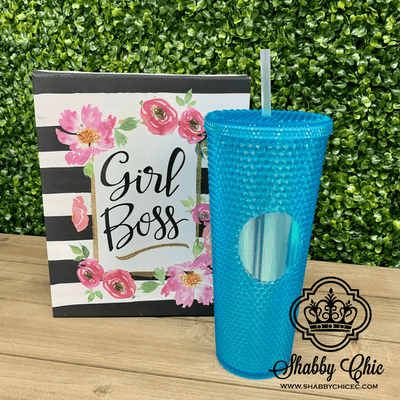 Studded Tumbler - Turquoise Shabby Chic Boutique and Tanning Salon