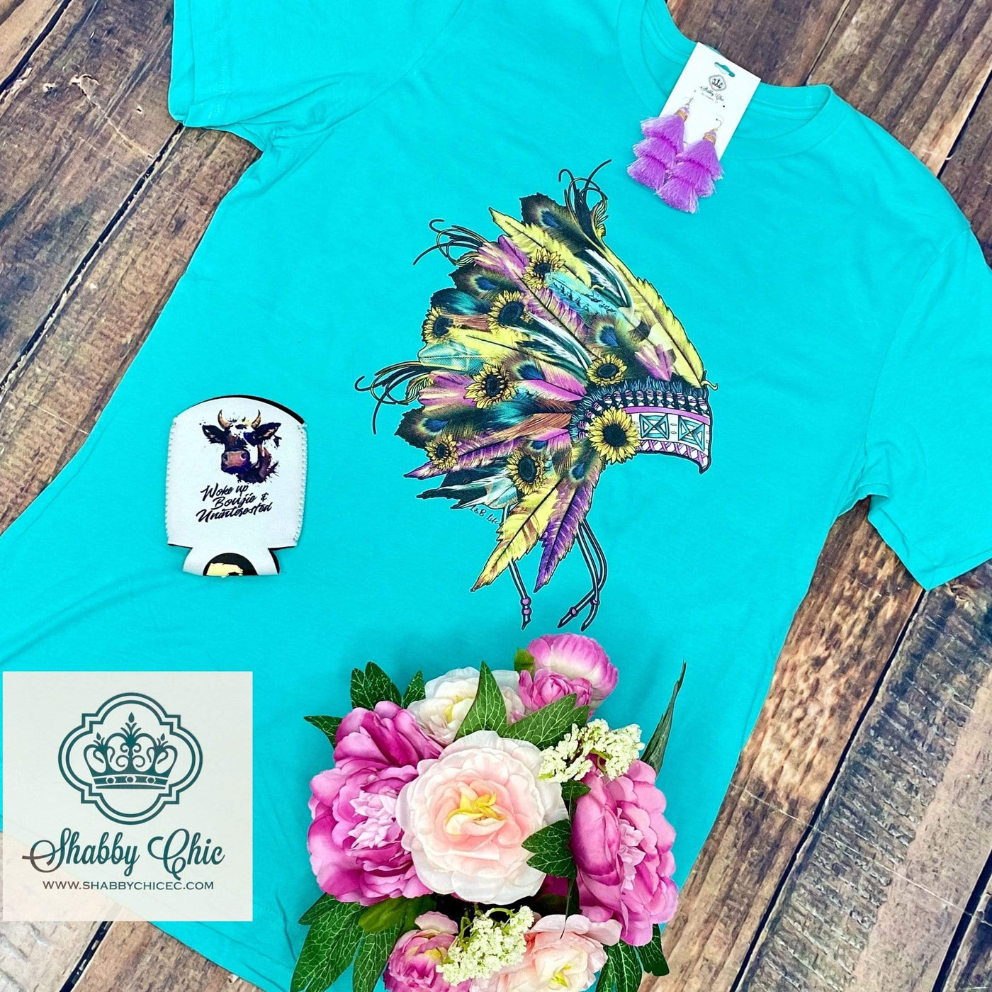 Sunflower Headdress Tee Shabby Chic Boutique and Tanning Salon