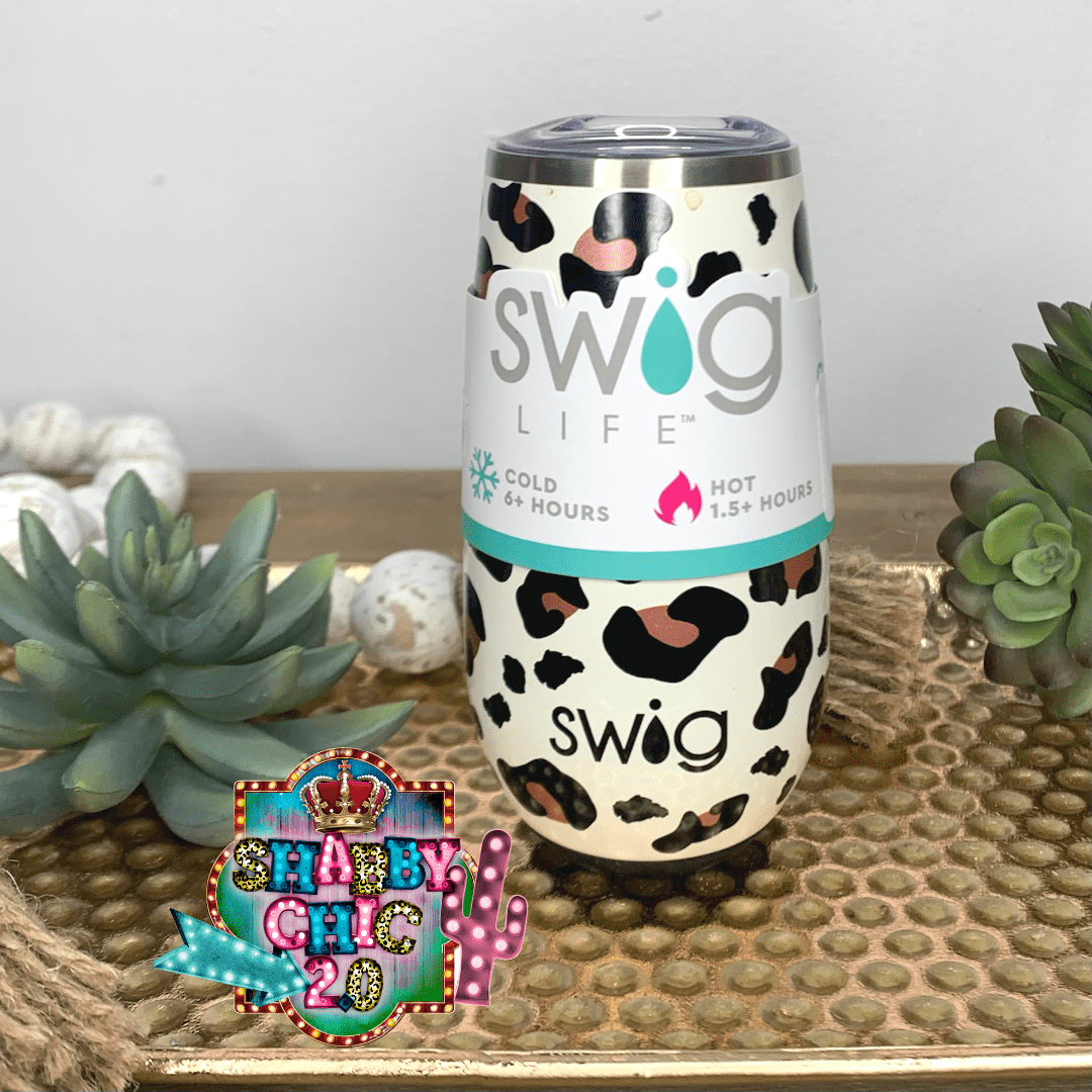 Swig Luxy Leopard Stemless Flute (6oz) Shabby Chic Boutique and Tanning Salon