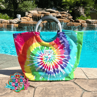 Swig Swirled Peace Loopi Tote Bag Cooler Shabby Chic Boutique and Tanning Salon