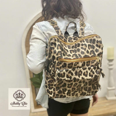 Tan Leopard Sling Backpack Shabby Chic Boutique and Tanning Salon