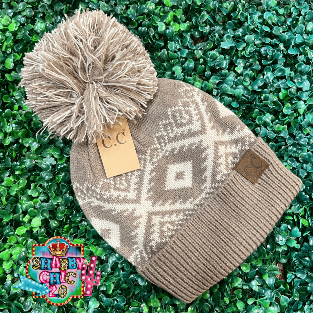 Taupe Aztec Beanie Shabby Chic Boutique and Tanning Salon