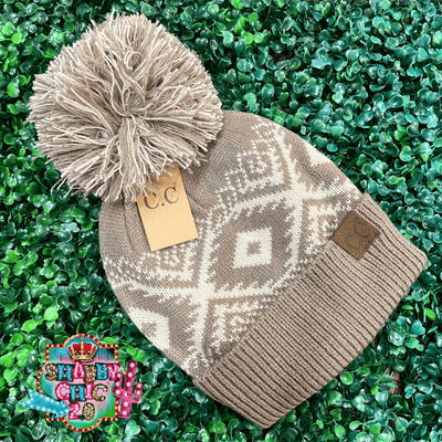 Taupe Aztec Beanie Shabby Chic Boutique and Tanning Salon
