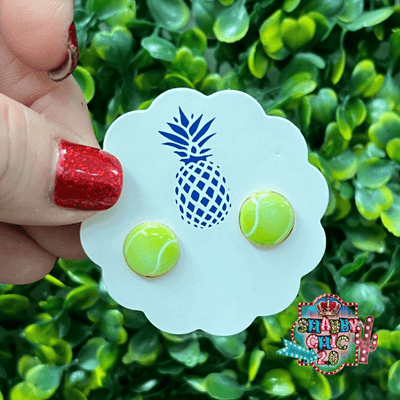 Tennis Ball Stud Earrings Shabby Chic Boutique and Tanning Salon