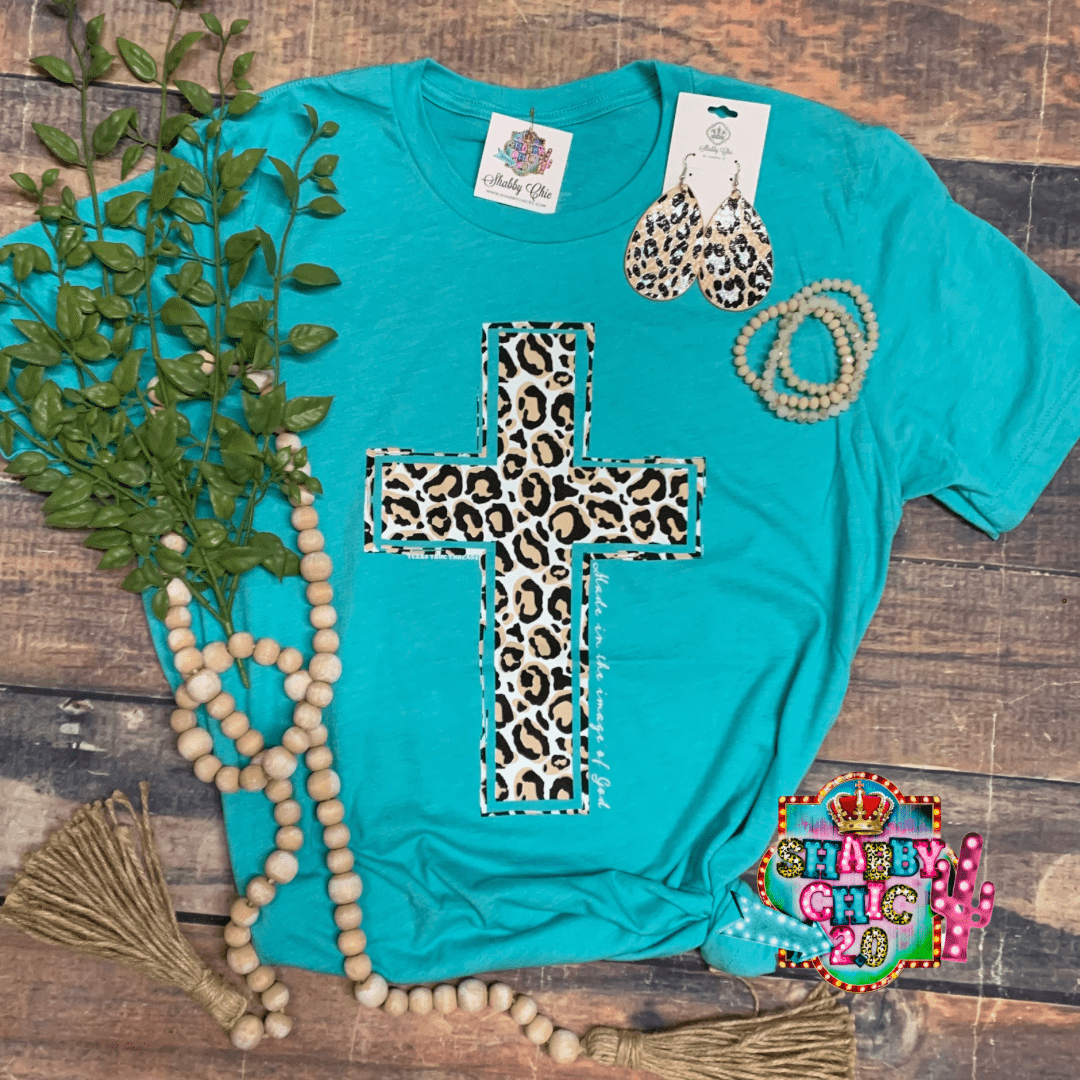 Texas True Threads Leopard Cross Tee Shabby Chic Boutique and Tanning Salon
