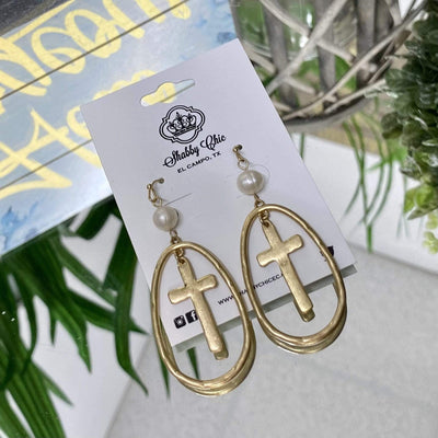 The Circled Cross earrings Shabby Chic Boutique and Tanning Salon