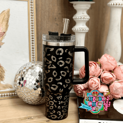 The Most Popular Leopard Tumbler 40oz. Shabby Chic Boutique and Tanning Salon Black