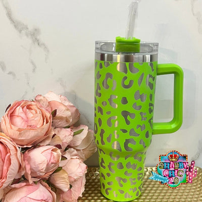 The Most Popular Leopard Tumbler 40oz. Shabby Chic Boutique and Tanning Salon Lime
