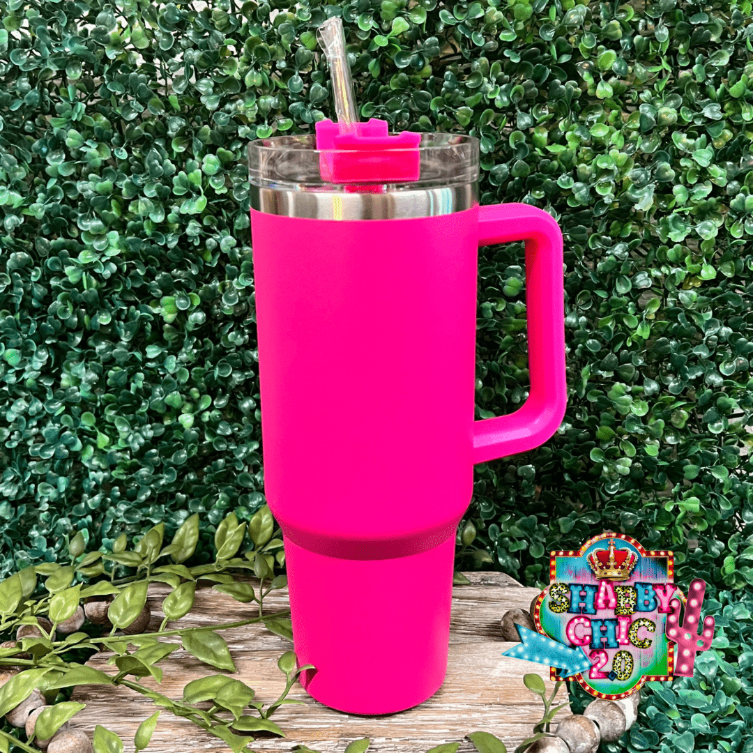 The Most Popular Tumbler 40oz. Shabby Chic Boutique and Tanning Salon Hot Pink