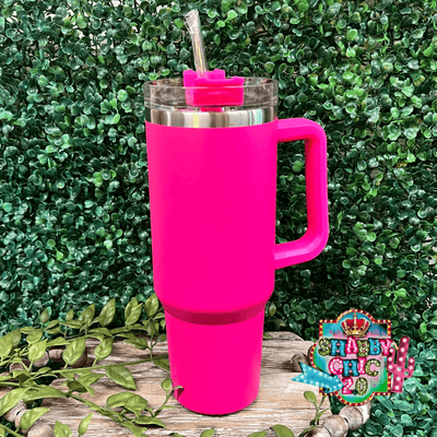 The Most Popular Tumbler 40oz. Shabby Chic Boutique and Tanning Salon Hot Pink