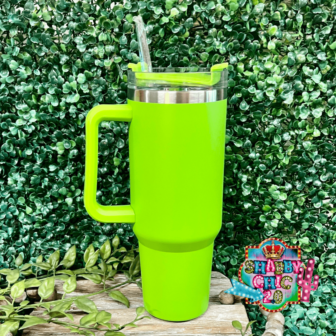 The Most Popular Tumbler 40oz. Shabby Chic Boutique and Tanning Salon Lime