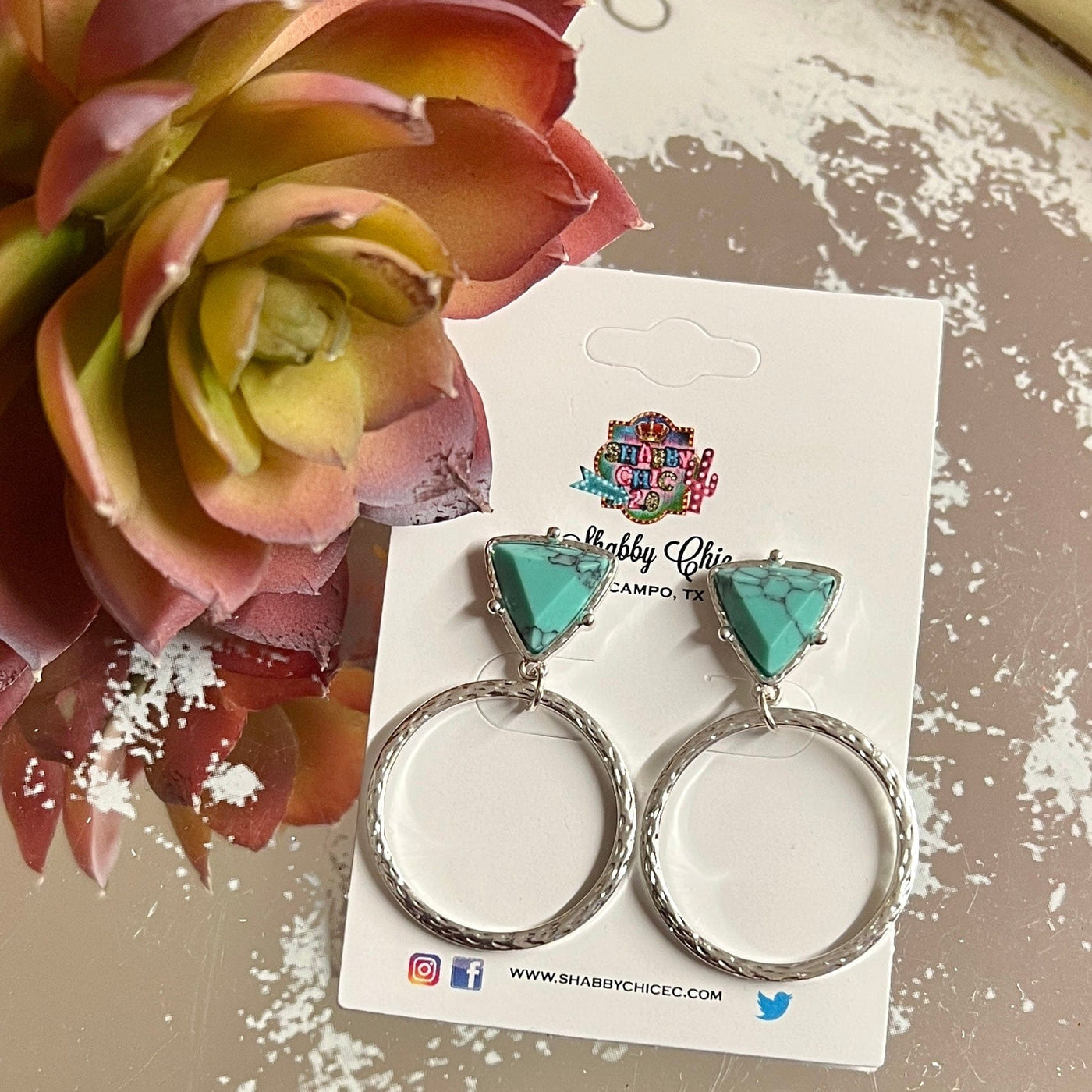 The Special One Earrings - Turquoise/Silver Shabby Chic Boutique and Tanning Salon