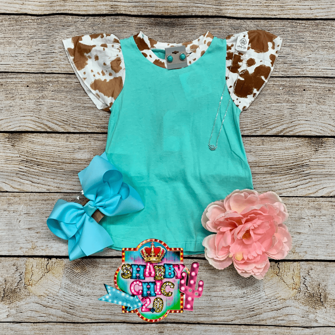Turquoise and Pony Print Top - Youth Shabby Chic Boutique and Tanning Salon