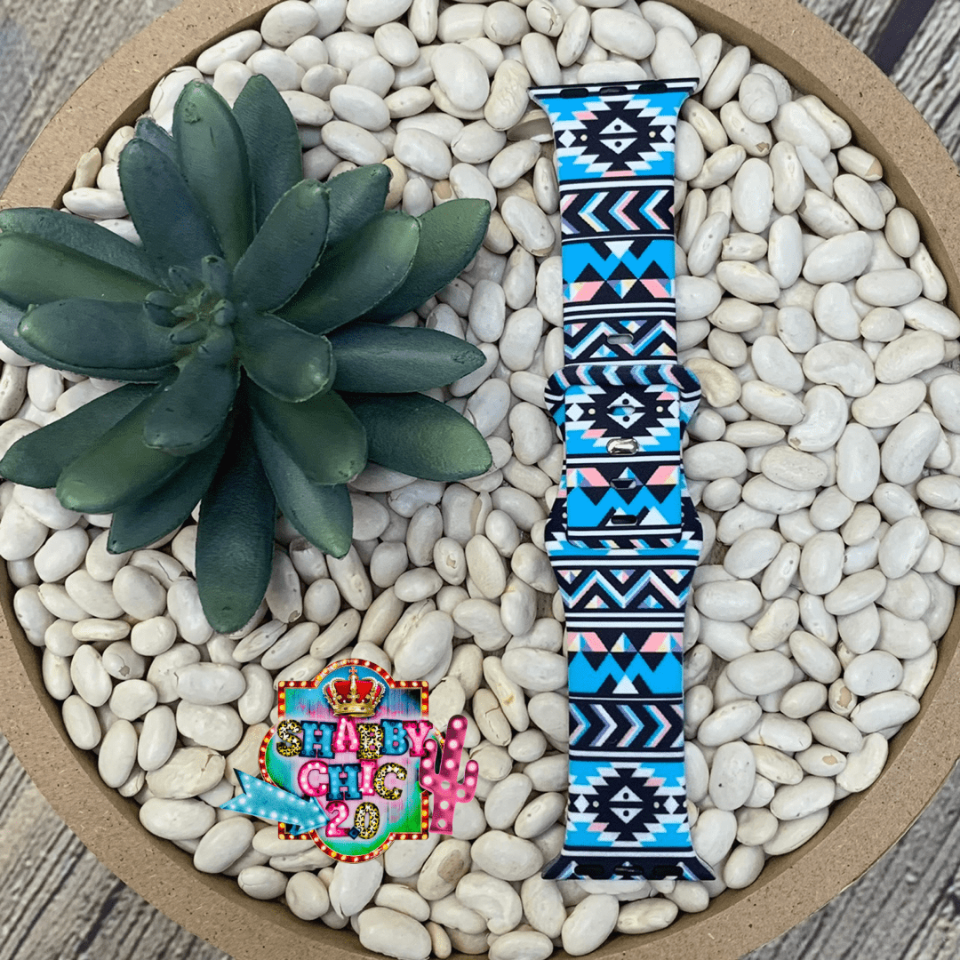 Turquoise Aztec Print Watchbands Shabby Chic Boutique and Tanning Salon