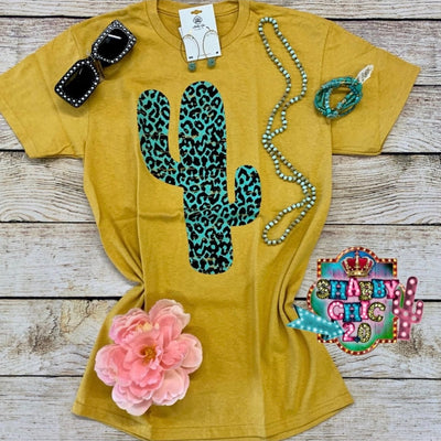 Turquoise Leopard Cactus Tee Shabby Chic Boutique and Tanning Salon
