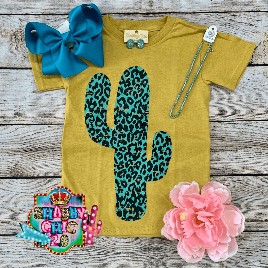 Turquoise Leopard Cactus Tee - Youth Shabby Chic Boutique and Tanning Salon