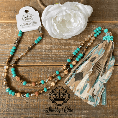 Turquoise Tassel Necklace Shabby Chic Boutique and Tanning Salon